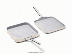 Caraway quadratisches Pfannen-Duo T2RVB857 Kochgeschirr Creme